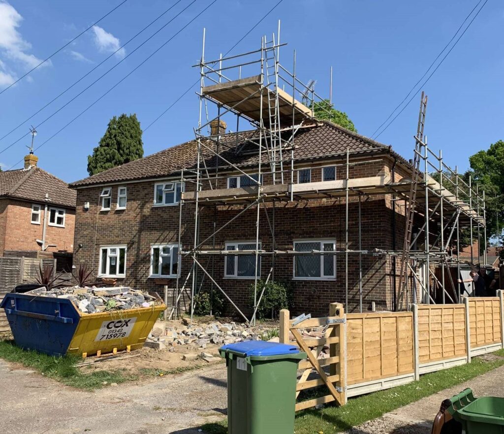 Scaffolding cost example showing a completed scaffold installation