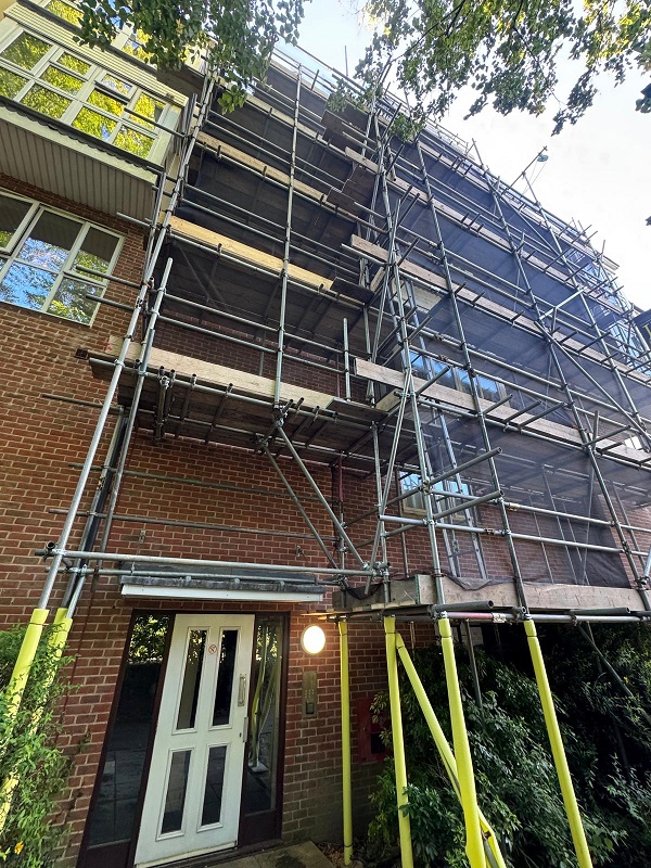 Scaffold for roof access and decorating works, Balcombe Road, Crawley